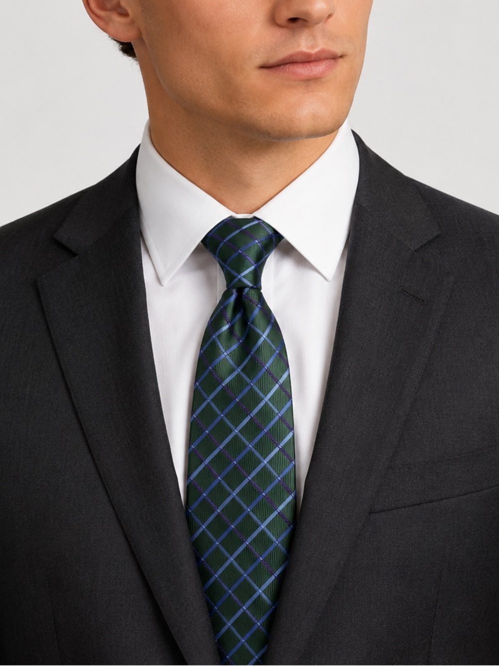 XMI for Nordstrom Men’s Silk Tie Green Purple Blue Plaid Hand Made Italy